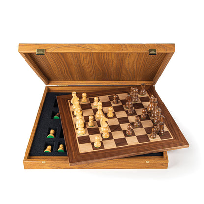 Walnut Chess Set - 40x40cm with Staunton Chessmen (8.5cm King) - Premium Chess from MANOPOULOS Chess & Backgammon - Just €178! Shop now at MANOPOULOS Chess & Backgammon