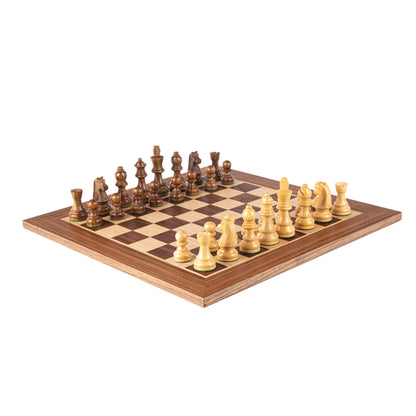 Walnut Chess Set - 40x40cm with Staunton Chessmen (8.5cm King) - Premium Chess from MANOPOULOS Chess & Backgammon - Just €178! Shop now at MANOPOULOS Chess & Backgammon