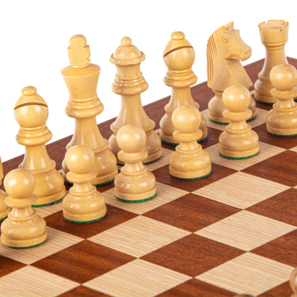 Mahogany Chess Set - 40x40cm with Staunton Chessmen (8.5cm King) - Premium Chess from MANOPOULOS Chess & Backgammon - Just €172! Shop now at MANOPOULOS Chess & Backgammon