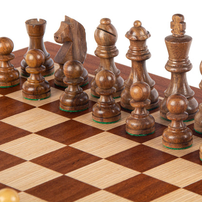 Mahogany Chess Set - 40x40cm with Staunton Chessmen (8.5cm King) - Premium Chess from MANOPOULOS Chess & Backgammon - Just €172! Shop now at MANOPOULOS Chess & Backgammon