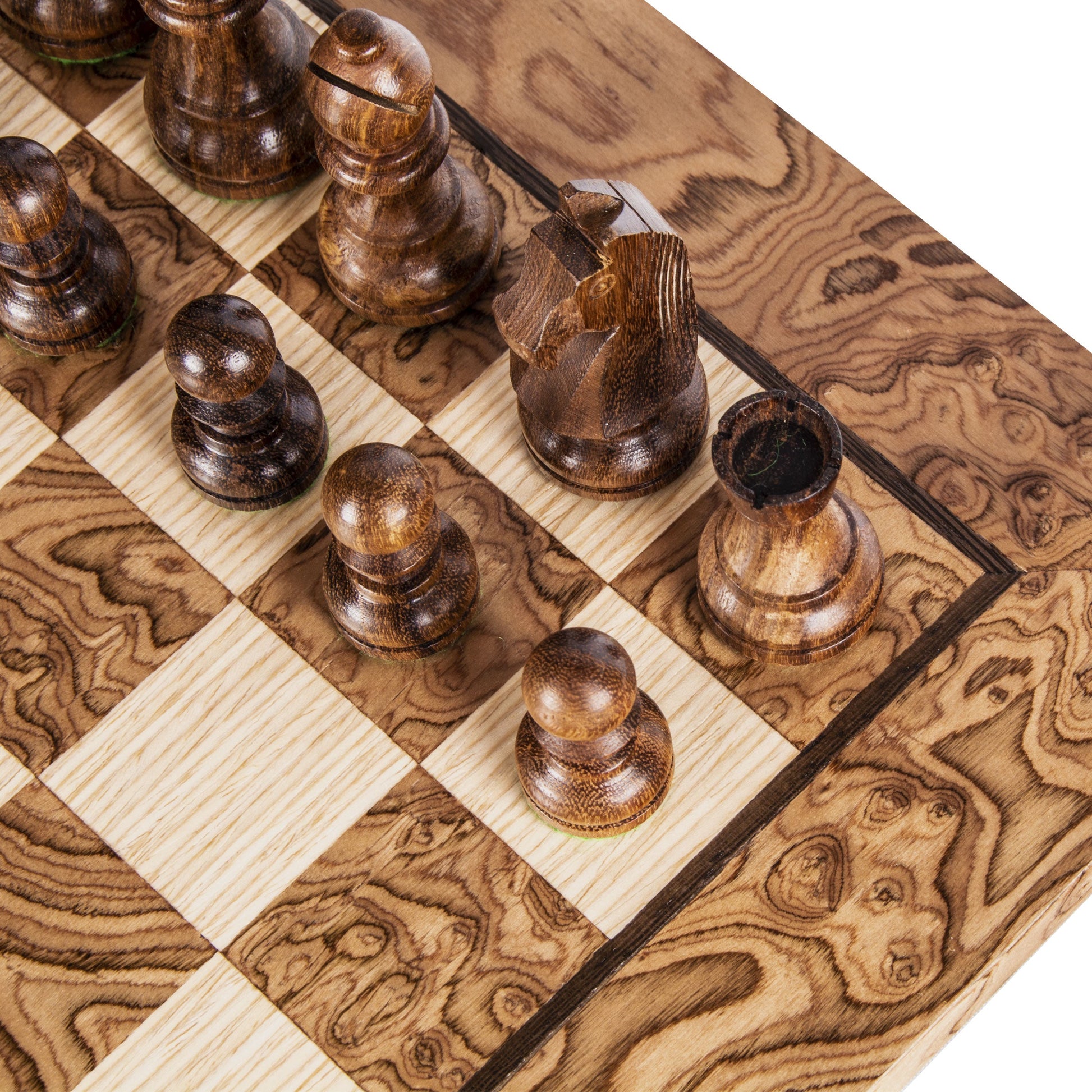 Walnut Burl Chess Set - 50x50cm with Staunton Chessmen (8.5cm King) - Premium Chess from MANOPOULOS Chess & Backgammon - Just €270! Shop now at MANOPOULOS Chess & Backgammon