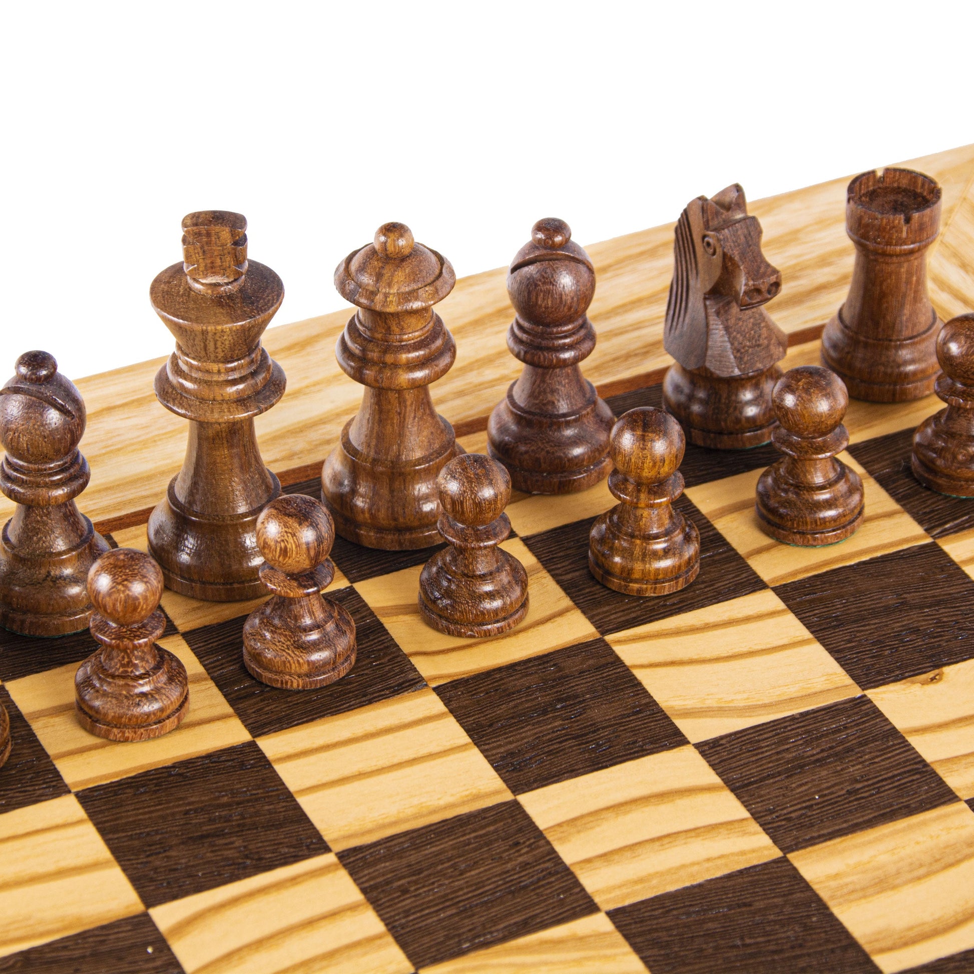 Olive Burl Chess Set - 50x50cm with Staunton Chessmen (9.5cm King) - Premium Chess from MANOPOULOS Chess & Backgammon - Just €240! Shop now at MANOPOULOS Chess & Backgammon