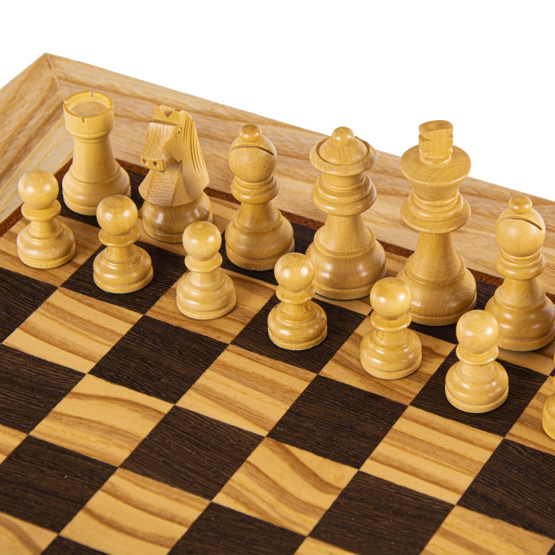 Olive Burl Chess Set - 50x50cm with Staunton Chessmen (9.5cm King) - Premium Chess from MANOPOULOS Chess & Backgammon - Just €240! Shop now at MANOPOULOS Chess & Backgammon