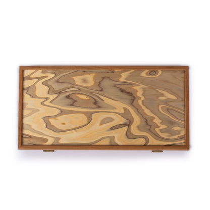Premium Handcrafted Olive Burl Backgammon Set with Olive Wood Checkers