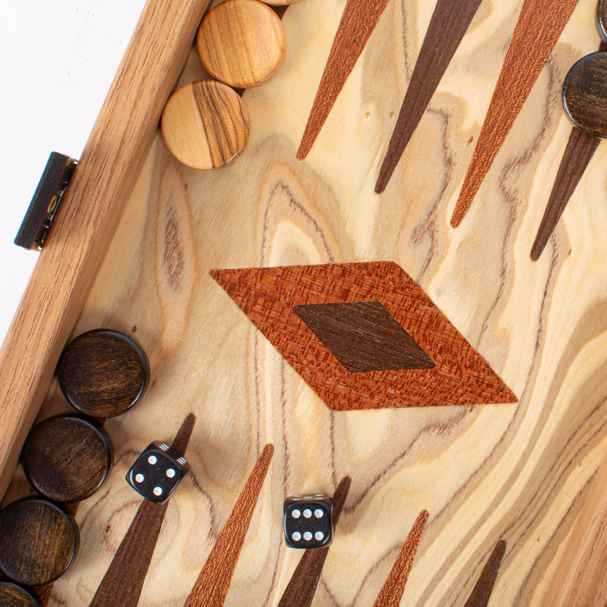 Premium Handcrafted Olive Burl Backgammon Set with Olive Wood Checkers