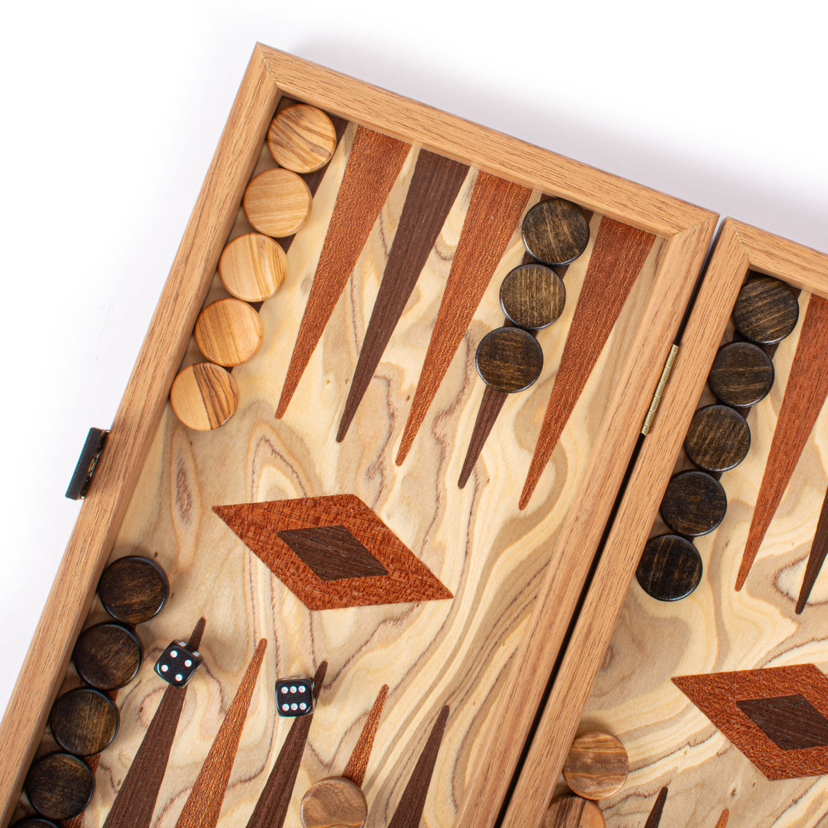 Premium Handcrafted Olive Burl Backgammon Set with Olive Wood Checkers