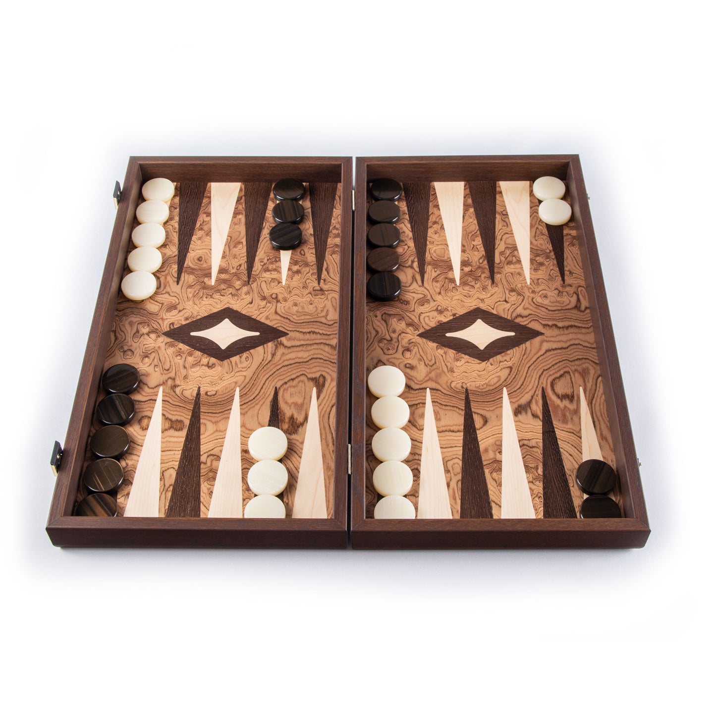 Handcrafted Premium Walnut Burl Backgammon Set