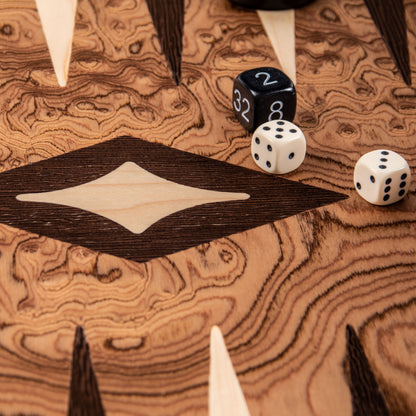 Handcrafted Premium Walnut Burl Backgammon Set