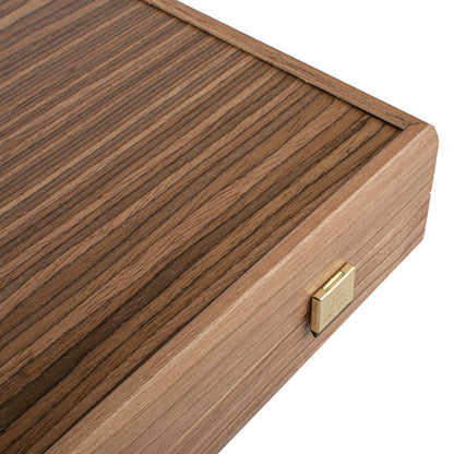Handcrafted Oak/Blue & American Walnut Backgammon Set - Elegant Marquetry Design