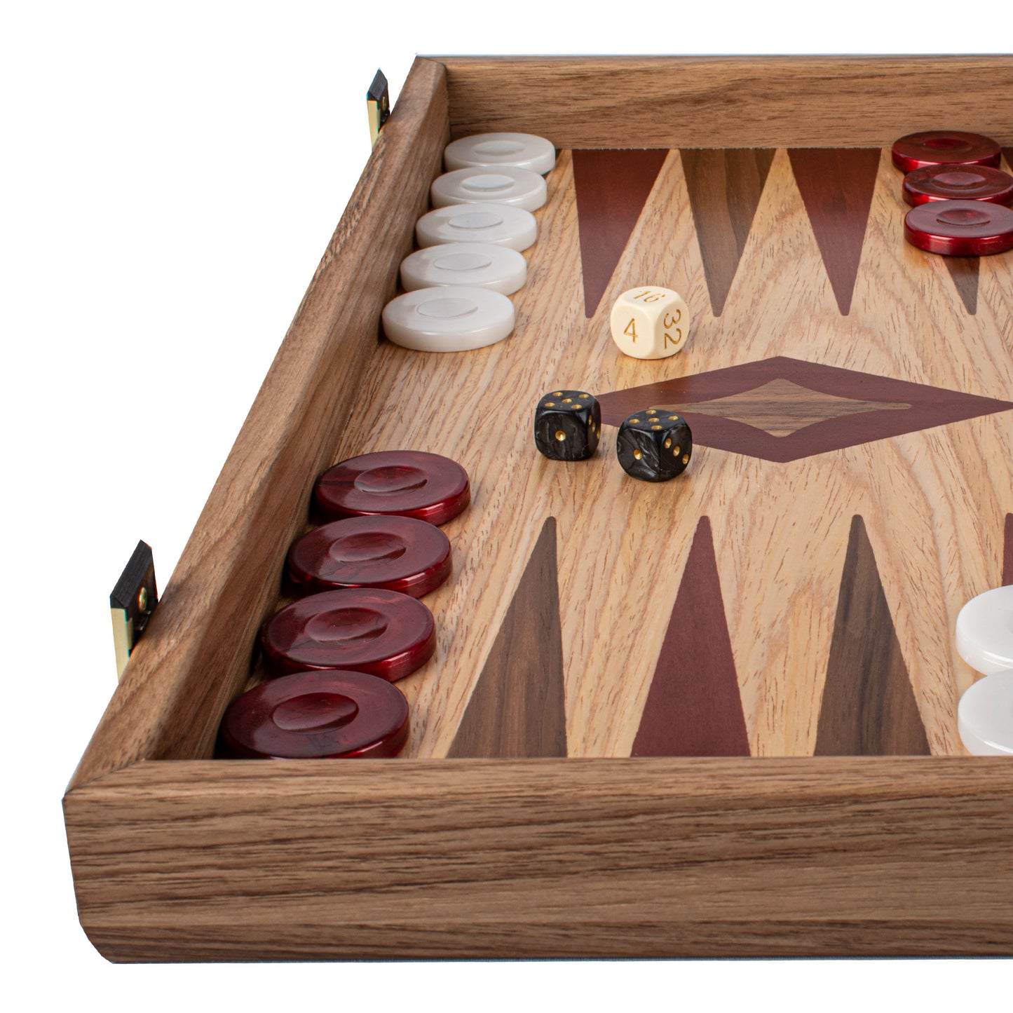 Handcrafted Oak & American Walnut Backgammon Set - Elegant Marquetry Design