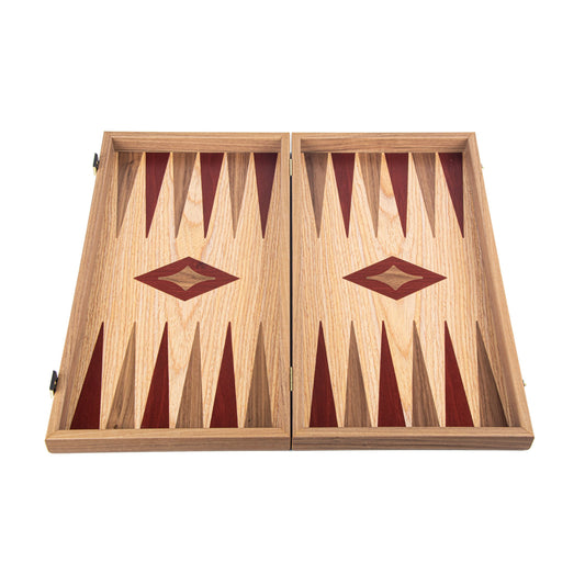 Handcrafted Oak & American Walnut Backgammon Set - Elegant Marquetry Design - Premium Backgammon from MANOPOULOS Chess & Backgammon - Just €110! Shop now at MANOPOULOS Chess & Backgammon