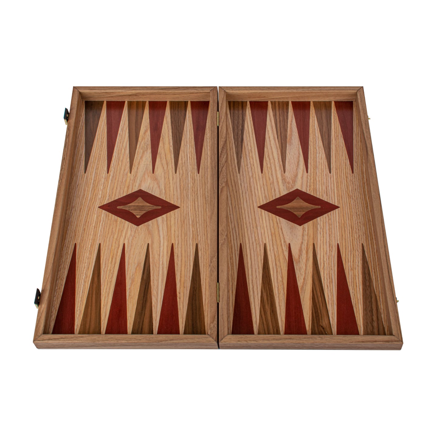 Handcrafted Oak & American Walnut Backgammon Set - Elegant Marquetry Design