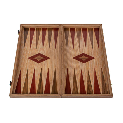 Handcrafted Oak & American Walnut Backgammon Set - Elegant Marquetry Design