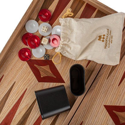 Handcrafted Oak & American Walnut Backgammon Set - Elegant Marquetry Design