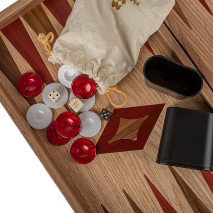 Handcrafted Oak & American Walnut Backgammon Set - Elegant Marquetry Design