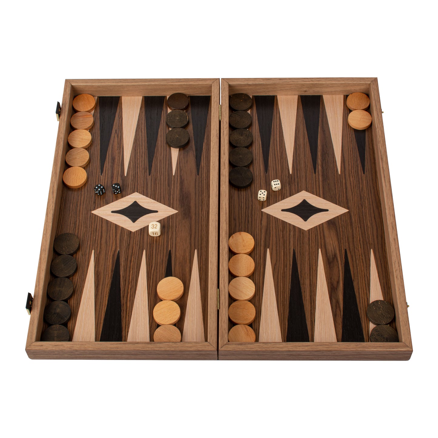 Handcrafted American Walnut Backgammon Set - Elegant Marquetry Design