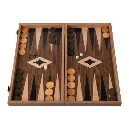 Handcrafted American Walnut Backgammon Set - Elegant Marquetry Design