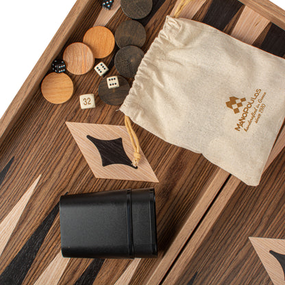 Handcrafted American Walnut Backgammon Set - Elegant Marquetry Design