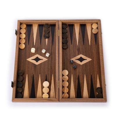 Handcrafted American Walnut Backgammon Set - Elegant Marquetry Design