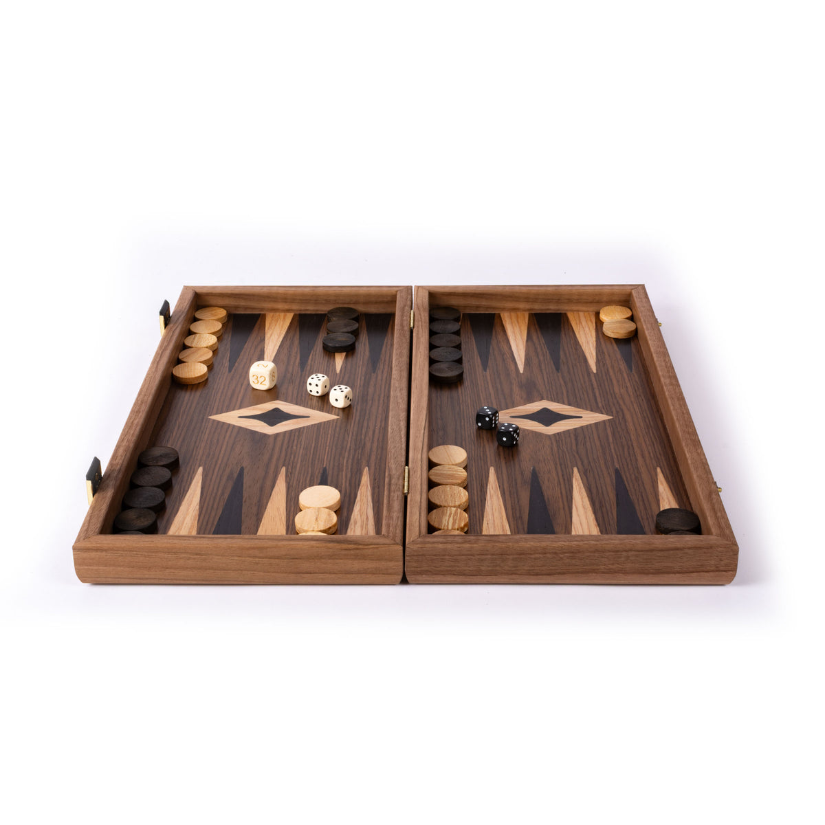 Handcrafted American Walnut Backgammon Set - Elegant Marquetry Design