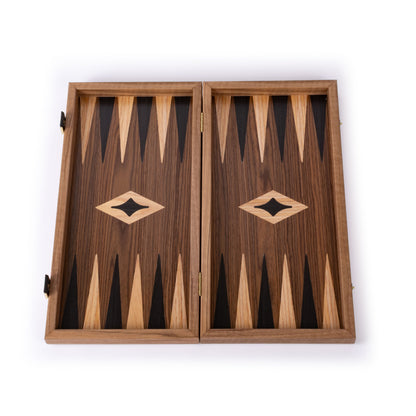 Handcrafted American Walnut Backgammon Set - Elegant Marquetry Design