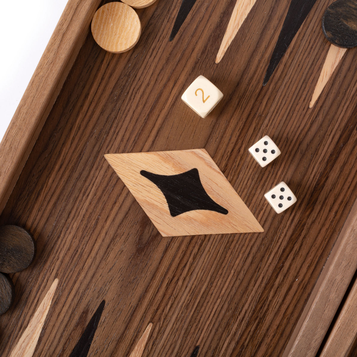 Handcrafted American Walnut Backgammon Set - Elegant Marquetry Design