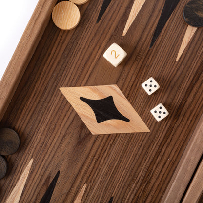 Handcrafted American Walnut Backgammon Set - Elegant Marquetry Design