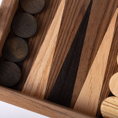 Handcrafted American Walnut Backgammon Set - Elegant Marquetry Design