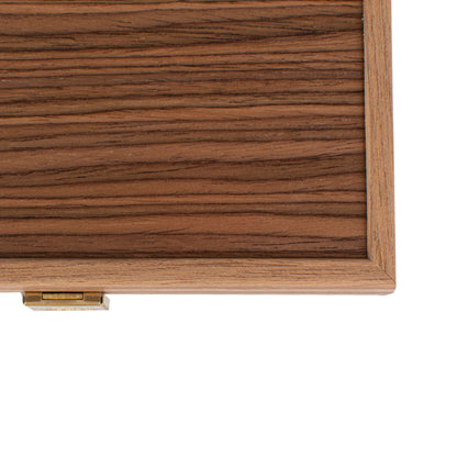 Handcrafted Oak/Blue & Walnut Backgammon Set - Elegant Marquetry Design