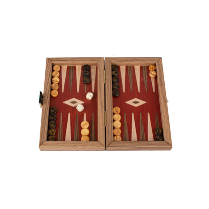 Handcrafted Oak/Red & Walnut Backgammon Set - Elegant Marquetry Design (Copy)