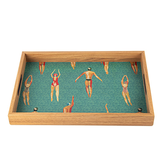 Handcrafted Wooden Tray with Swimmers Design - Artistic Home Decor - Premium Decorative Objects from MANOPOULOS Chess & Backgammon - Just €25! Shop now at MANOPOULOS Chess & Backgammon