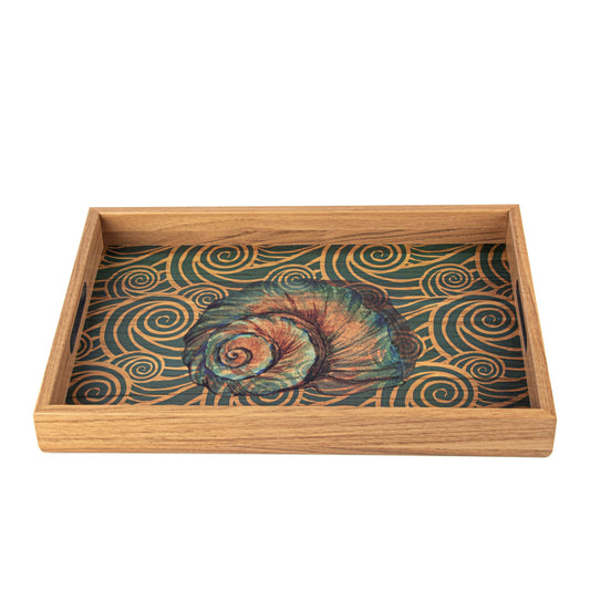 Elegant Wooden Tray with Ocean Printed Design - Luxury Game Room Decor - Premium Decorative Objects from MANOPOULOS Chess & Backgammon - Just €25! Shop now at MANOPOULOS Chess & Backgammon