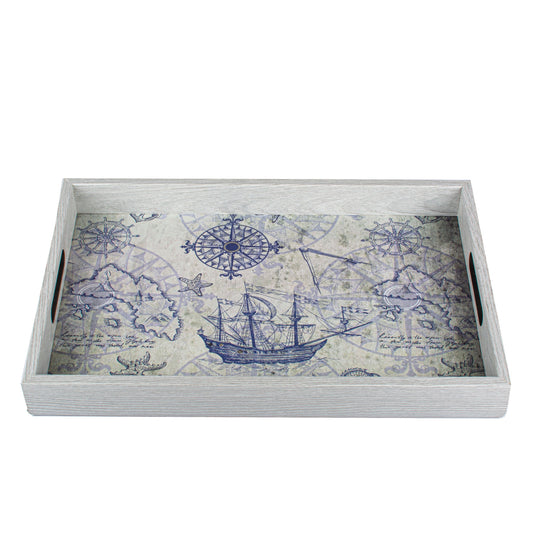 Luxury Nautical Style Wooden Tray - Handcrafted Decorative Design - Premium Decorative Objects from MANOPOULOS Chess & Backgammon - Just €25! Shop now at MANOPOULOS Chess & Backgammon