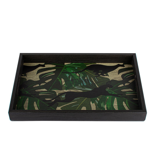 Artistic Wooden Tray with Panther Printed Design - Luxury Game Room Decor - Premium Decorative Objects from MANOPOULOS Chess & Backgammon - Just €25! Shop now at MANOPOULOS Chess & Backgammon