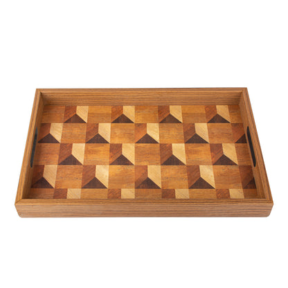 Luxury Wood Motif Design Wooden Tray - Handcrafted Decorative Design