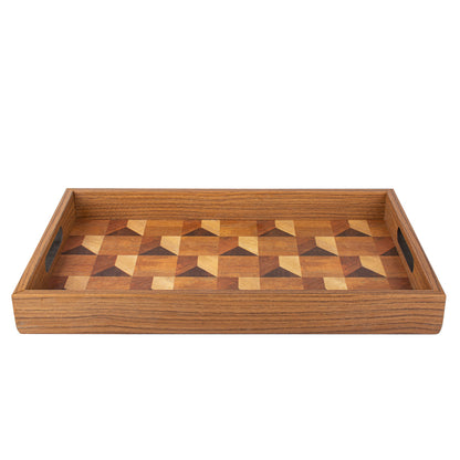 Luxury Wood Motif Design Wooden Tray - Handcrafted Decorative Design