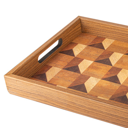 Luxury Wood Motif Design Wooden Tray - Handcrafted Decorative Design