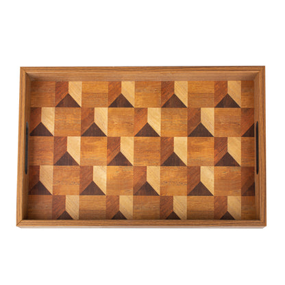 Luxury Wood Motif Design Wooden Tray - Handcrafted Decorative Design