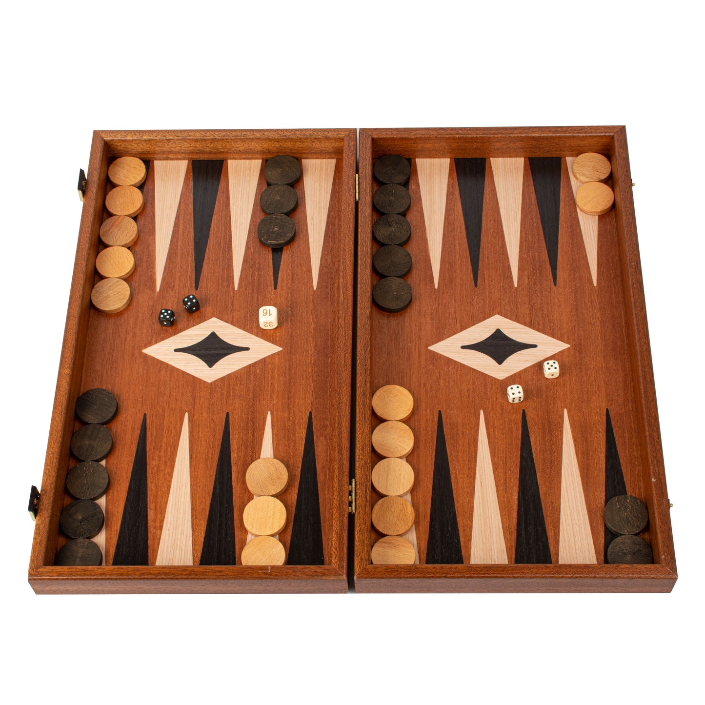 Handcrafted Mahogany 3-in-1 Chess, Backgammon, and Checkers Set - Elegant Marquetry Design