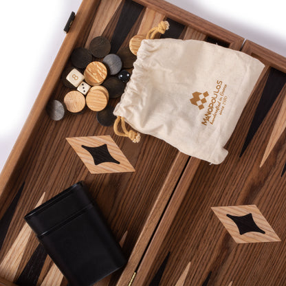 Handcrafted Walnut 3-in-1 Chess, Backgammon, and Checkers Set - Elegant Marquetry Design