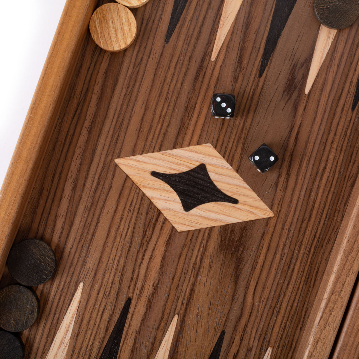 Handcrafted Walnut 3-in-1 Chess, Backgammon, and Checkers Set - Elegant Marquetry Design