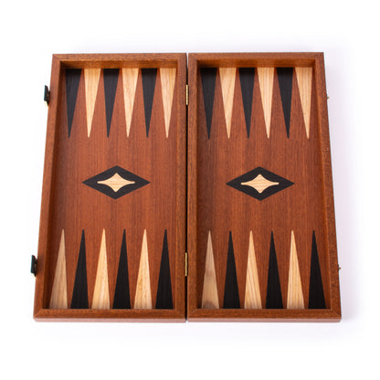 Handcrafted Mahogany 3-in-1 Chess, Backgammon, and Checkers Set - Elegant Marquetry Design