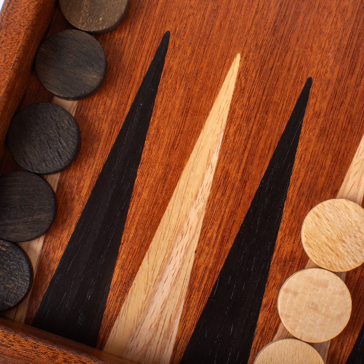 Handcrafted Mahogany 3-in-1 Chess, Backgammon, and Checkers Set - Elegant Marquetry Design