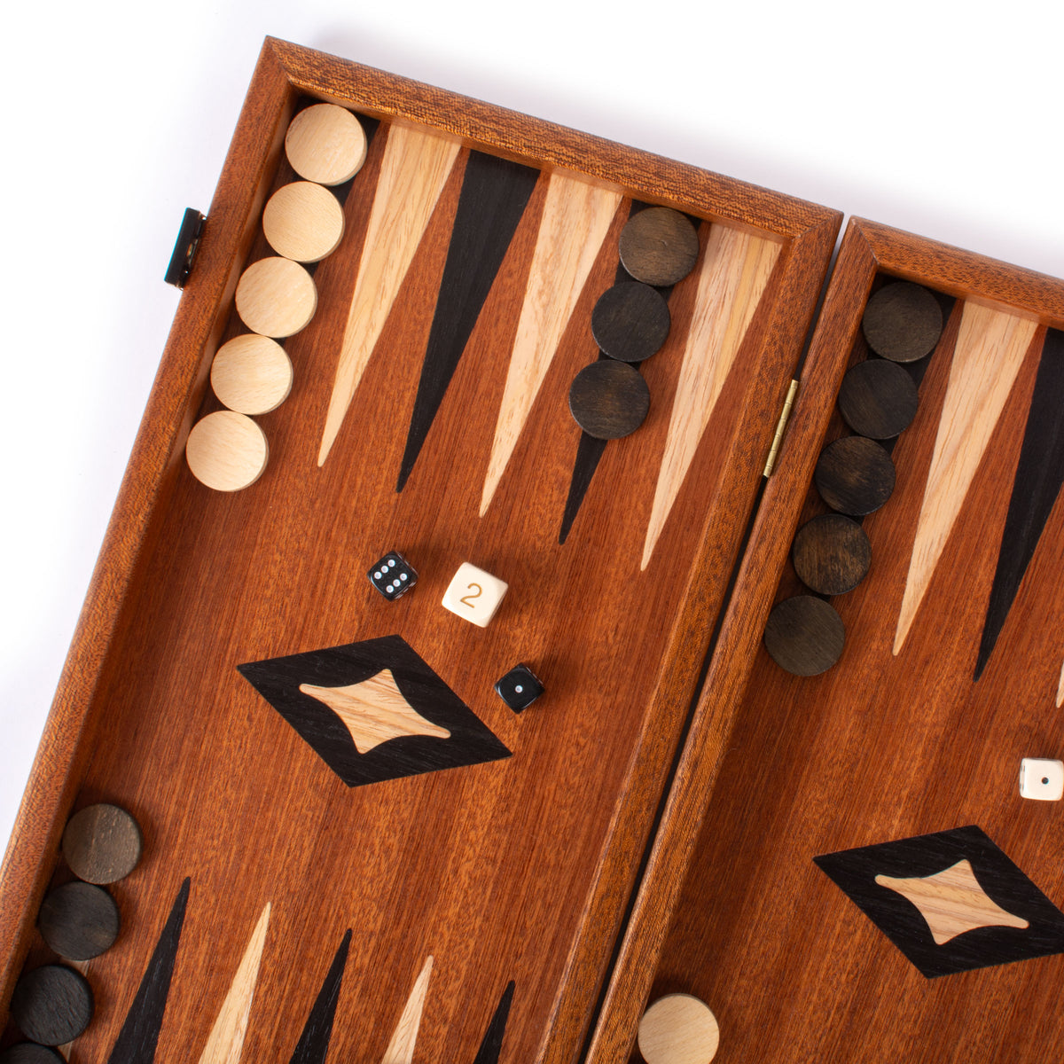 Handcrafted Mahogany 3-in-1 Chess, Backgammon, and Checkers Set - Elegant Marquetry Design