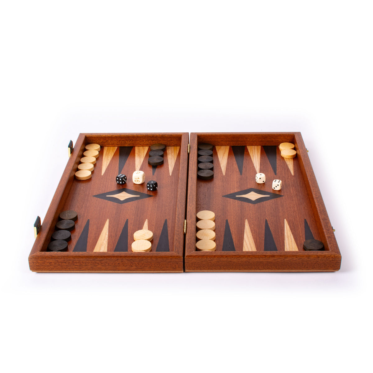 Handcrafted Mahogany 3-in-1 Chess, Backgammon, and Checkers Set - Elegant Marquetry Design