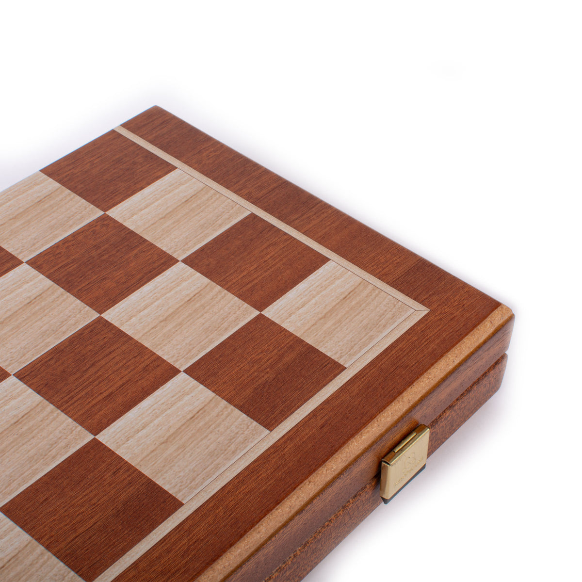 Handcrafted Mahogany 3-in-1 Chess, Backgammon, and Checkers Set - Elegant Marquetry Design
