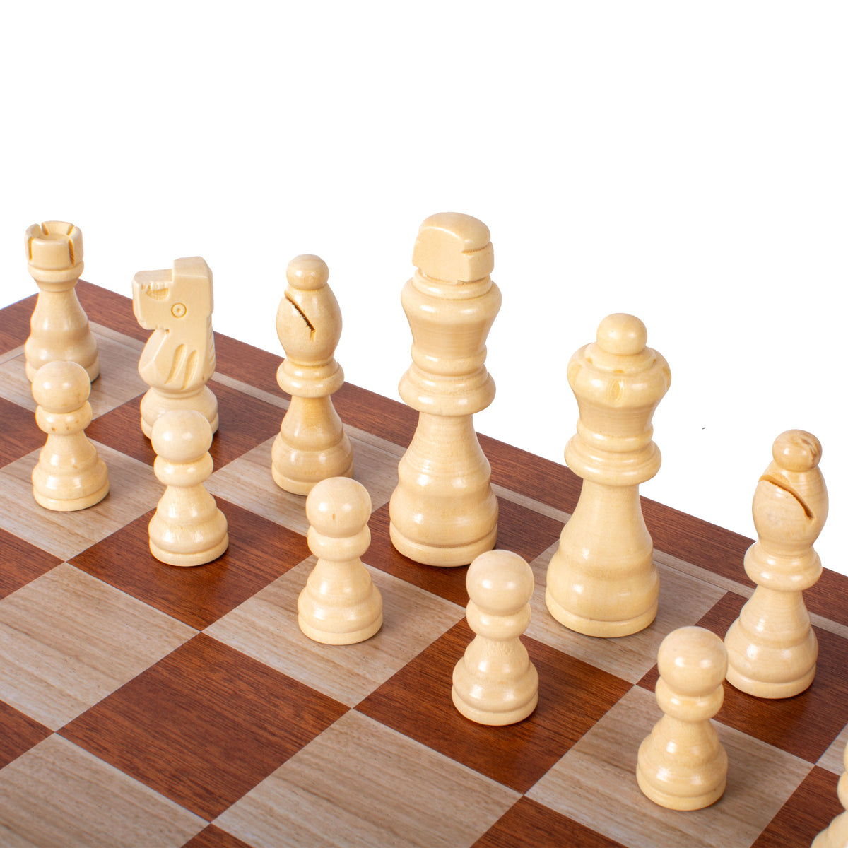 Handcrafted Mahogany 3-in-1 Chess, Backgammon, and Checkers Set - Elegant Marquetry Design