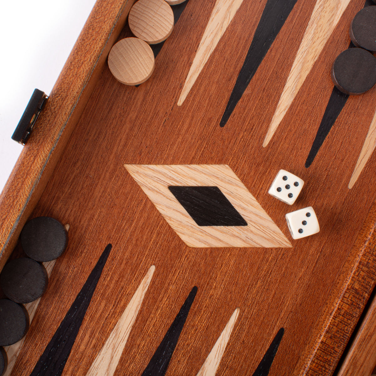Handcrafted Mahogany 3-in-1 Chess, Backgammon, and Checkers Set - Elegant Marquetry Design