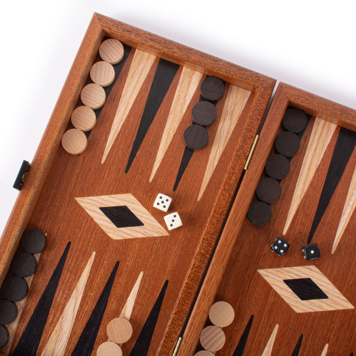 Handcrafted Mahogany 3-in-1 Chess, Backgammon, and Checkers Set - Elegant Marquetry Design