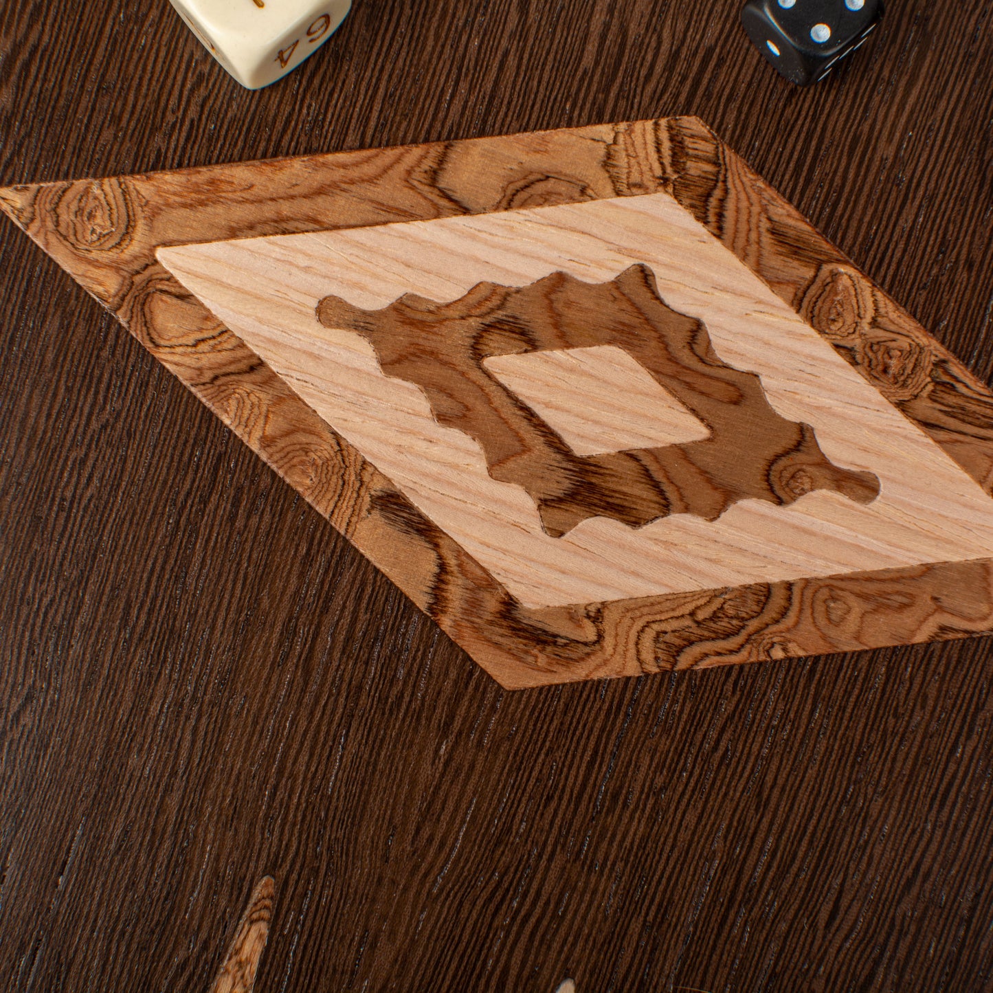 Handcrafted Wenge & Walnut Burl Backgammon Set - Elegant Marquetry Design